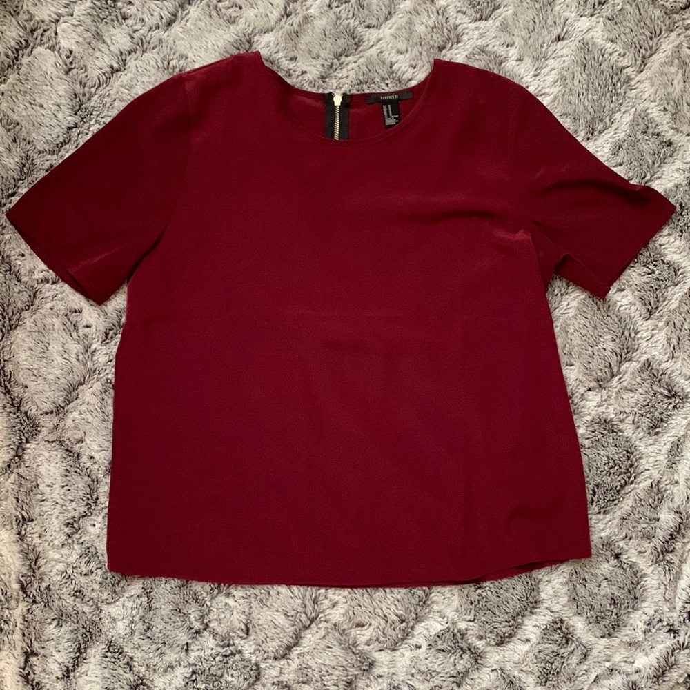 FOREVER 21 red business casual short sleeve blouse